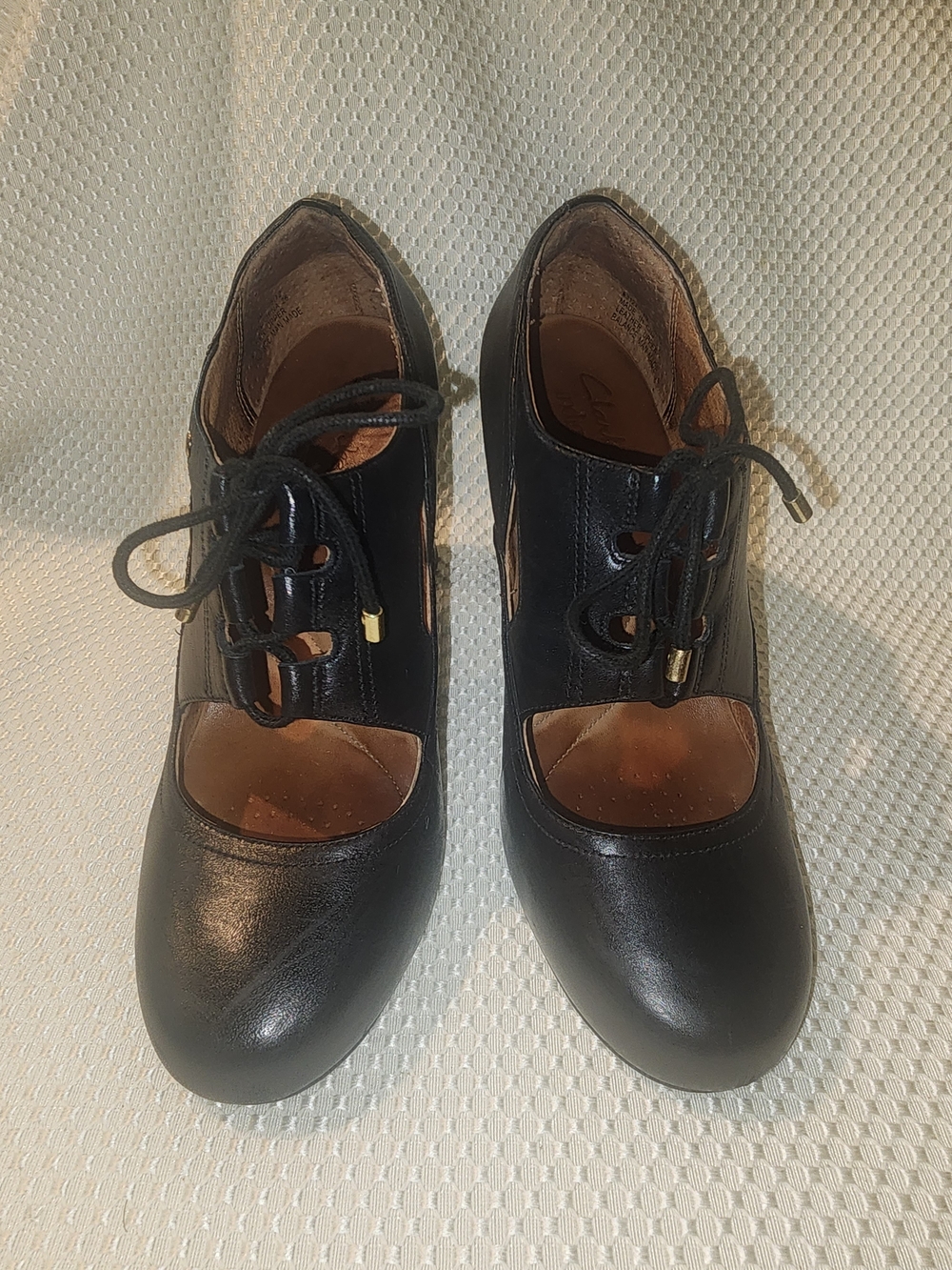 Clarks Black Lace-Up Mary Jane Heels